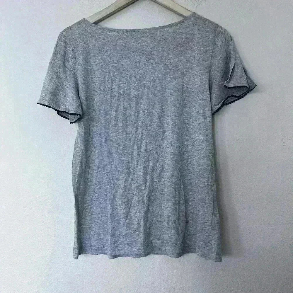 LOFT Gray Pullover Size Small Slit Sleeve Lightweight Black Grey Contemporary - Picture 6 of 6